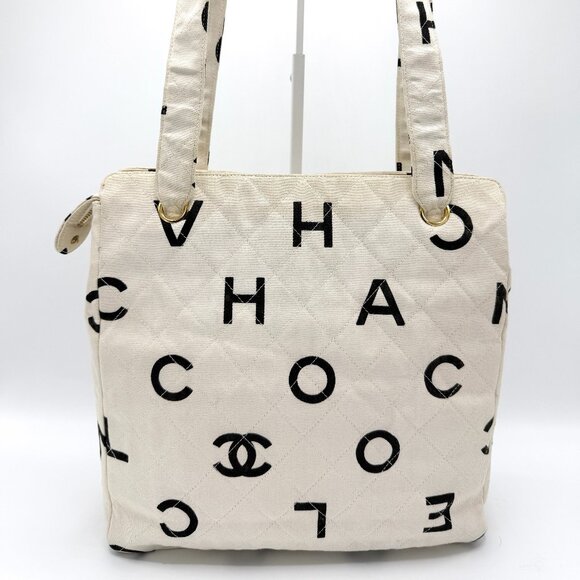 Chanel 24k Black/White Coco Denim Tote - Picture 1 of 8